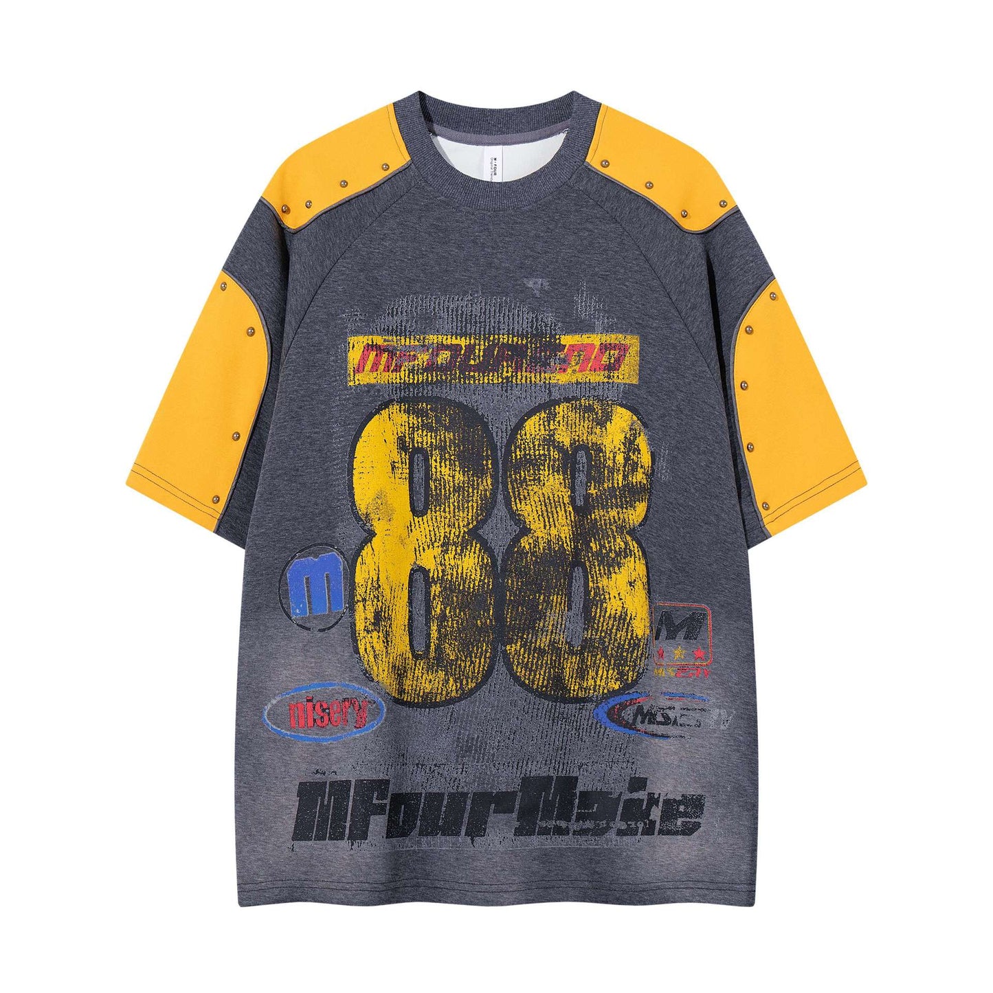 88 Number Rivet Short Sleeve — Harajuku Street Tee (Blue / Gray)