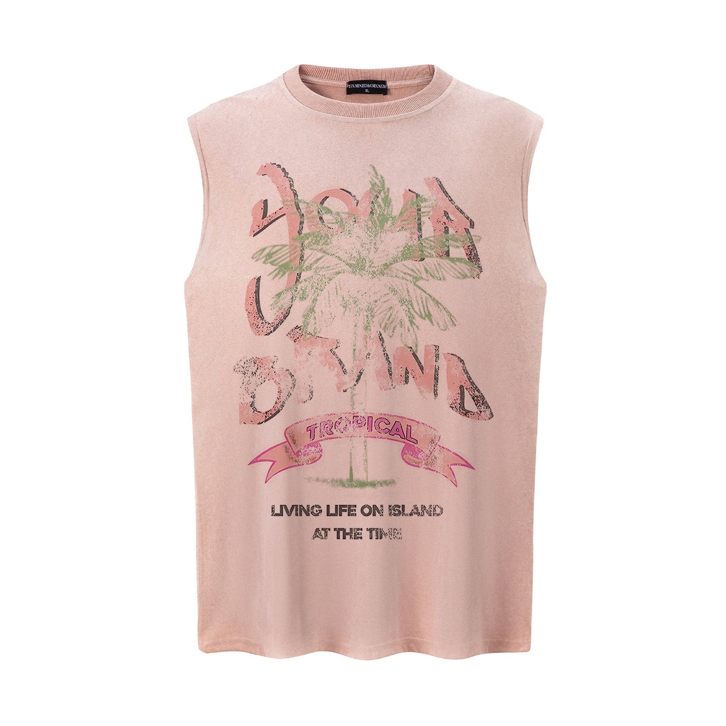 Make Old Coconut Tree Printed Vest — Harajuku Street-Style Loose Cotton Tank