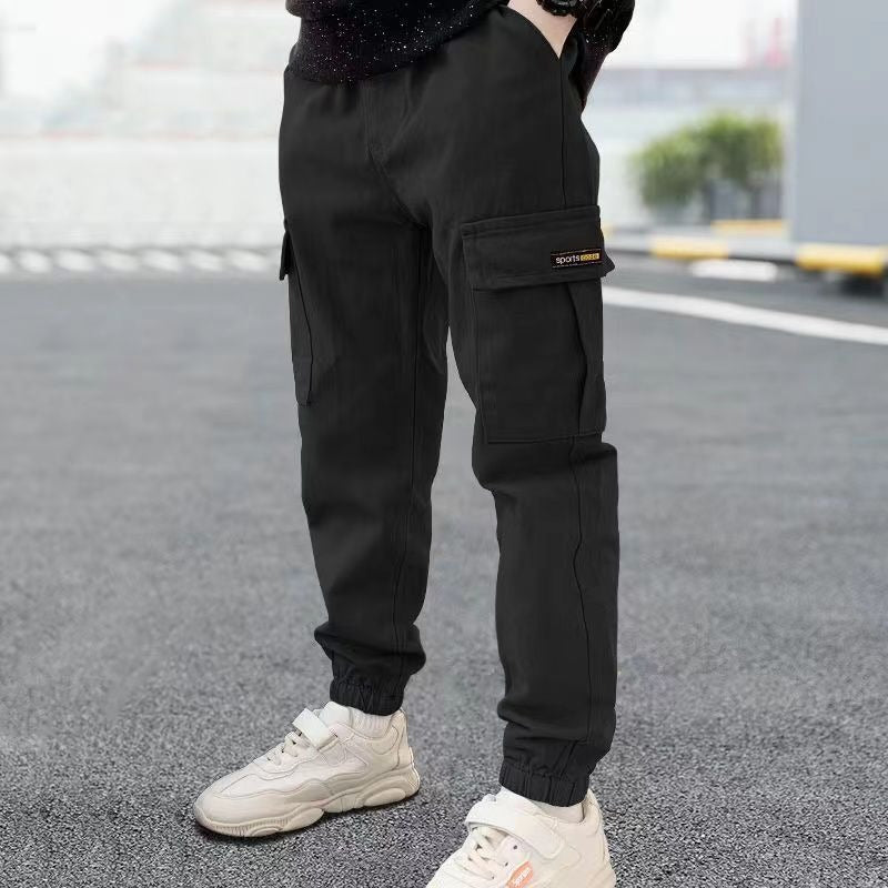 Harajuku Style Pure Cotton Boys' Oversized Workwear Pants