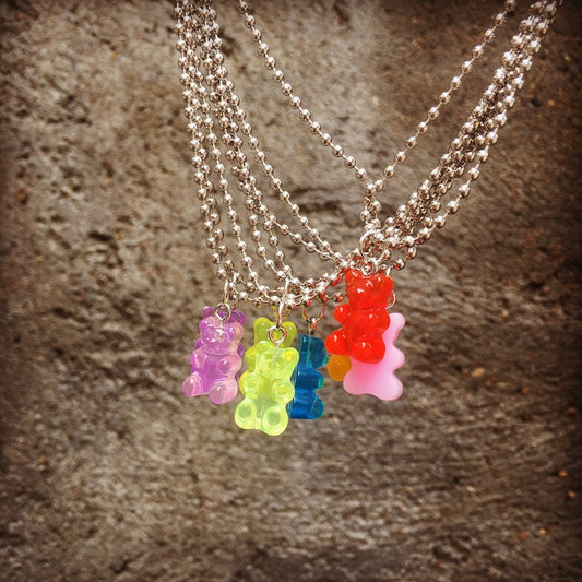 Colorful Gummy Bear Stainless Steel Necklace for Women