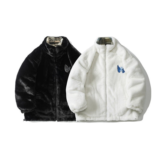 Reversible Imitation Rabbit Plush Coat - Harajuku Style