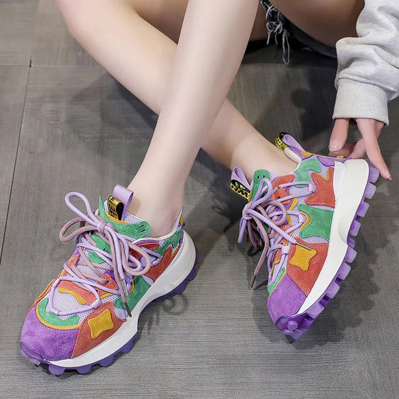 Harajuku Style Breathable Platform Sneakers for Women