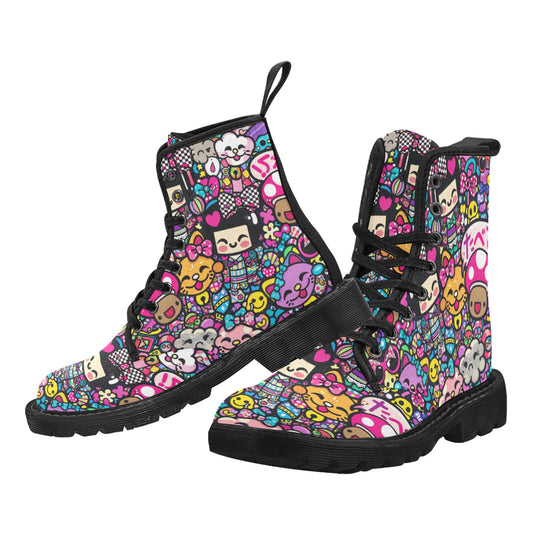 Harajuku Pop Parade Women's Lace Up Canvas Boots