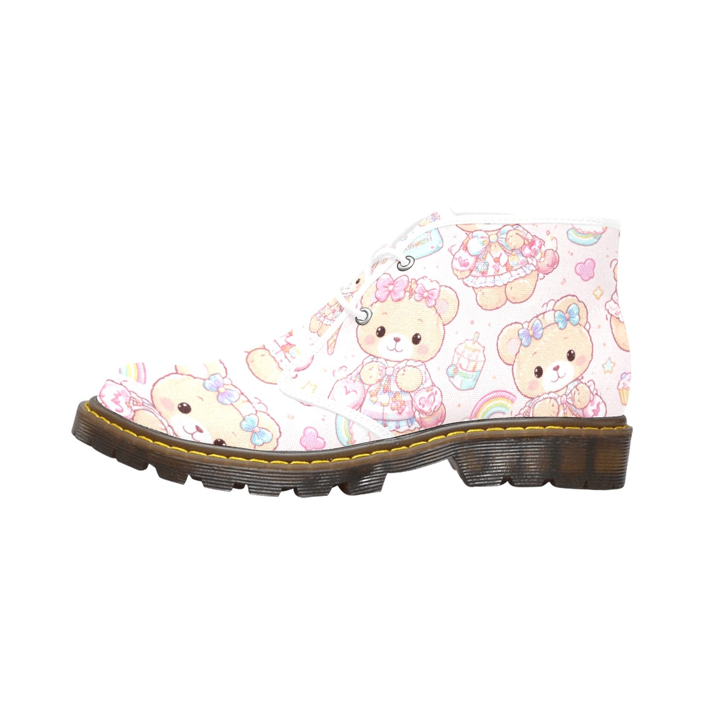 Harajuku Teddy Boots Women's Mid Top Canvas Chukka Boots