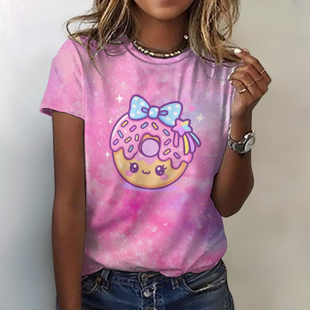 Harajuku Donut Galaxy Women's 100% Cotton T-Shirt