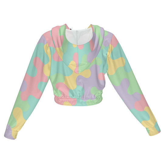 Harajuku Pastel Rainbow Camo Cropped Jacket