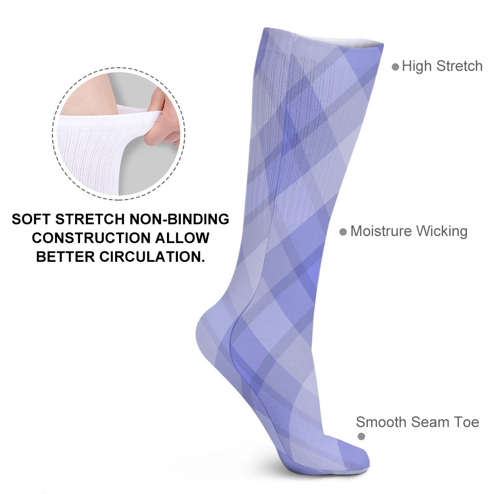 Light Blue Plaid Breathable Socks