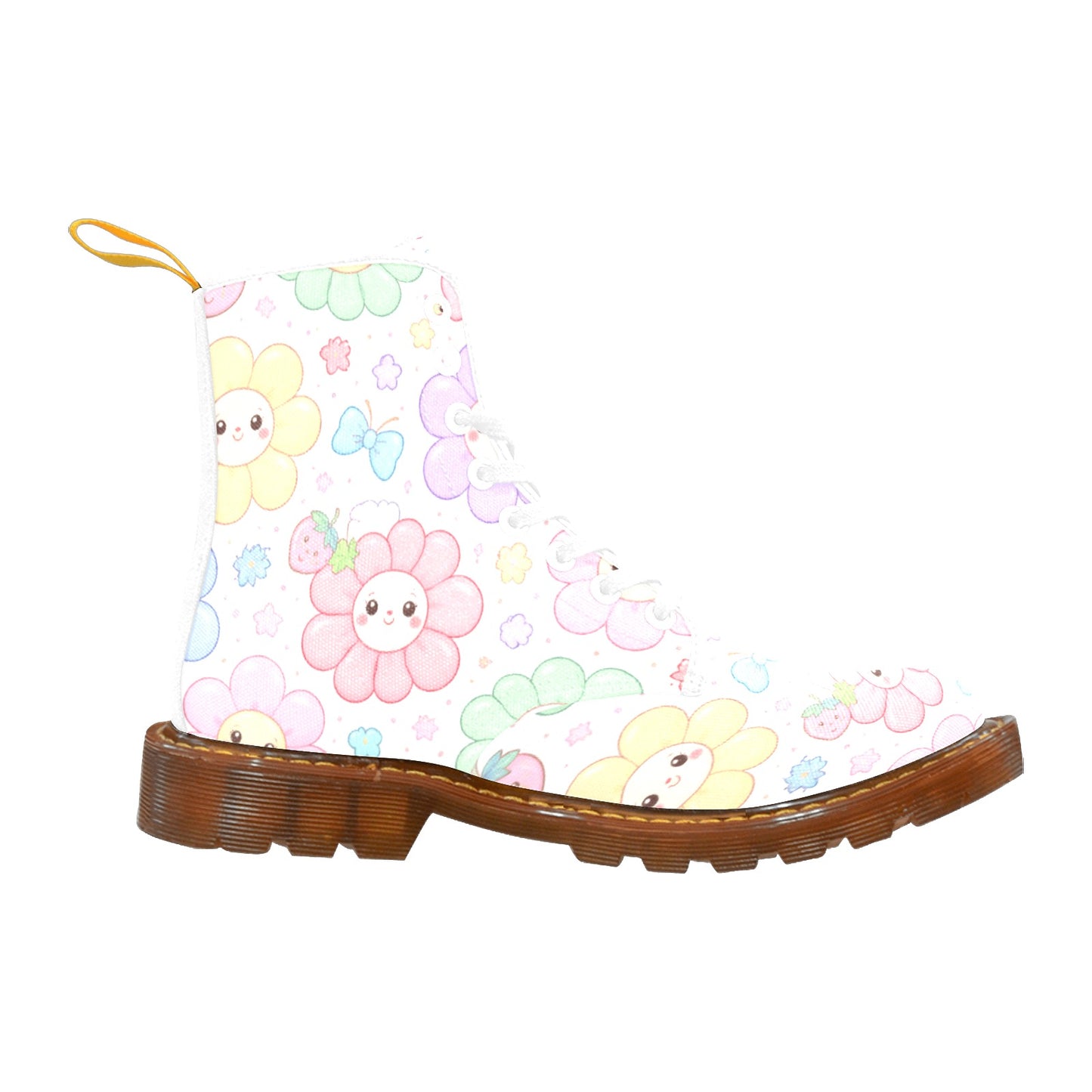 Pastel Harajuku Floral Pattern Women's Lace Up Canvas Boots