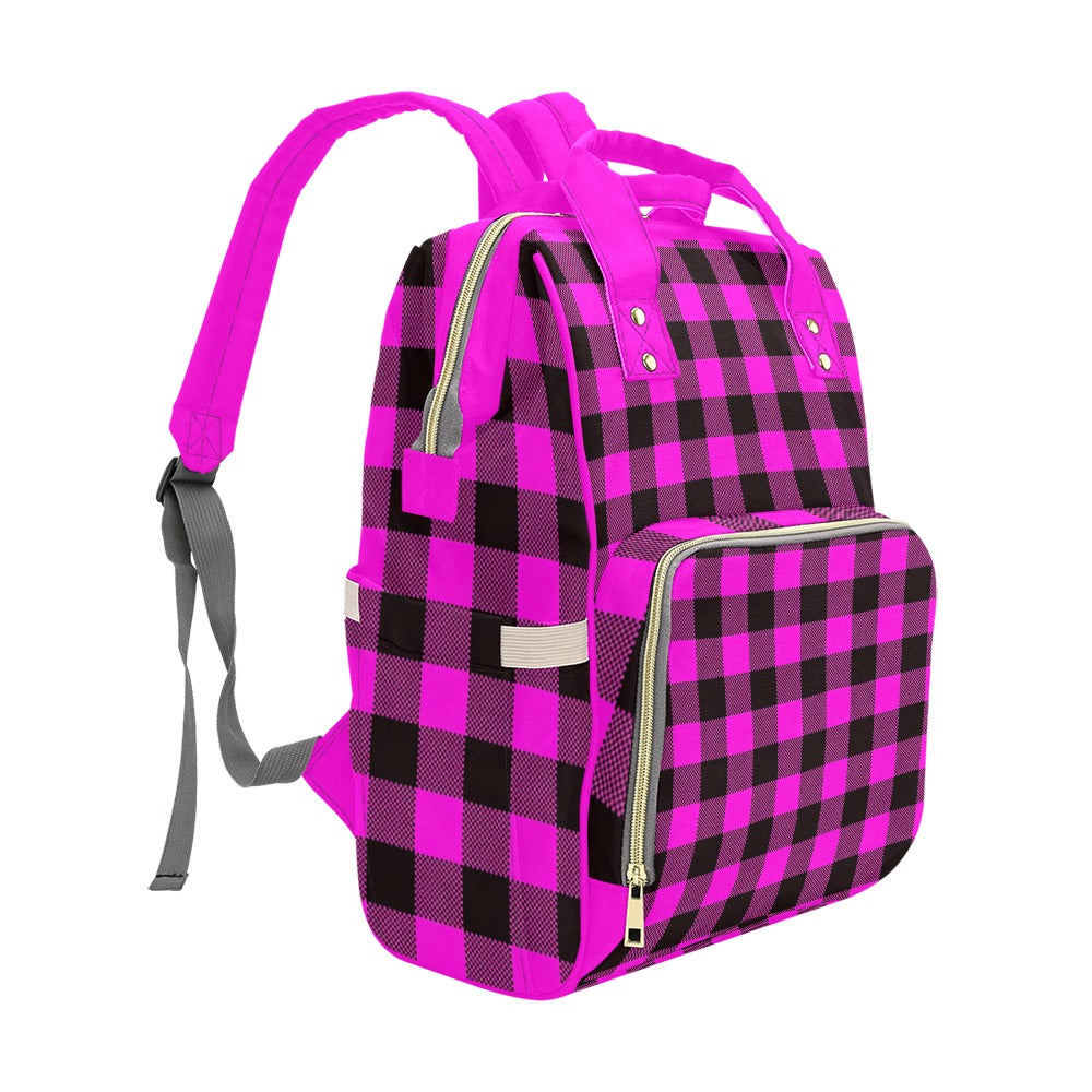 Pink and Black Plaid Harajuku Backpack