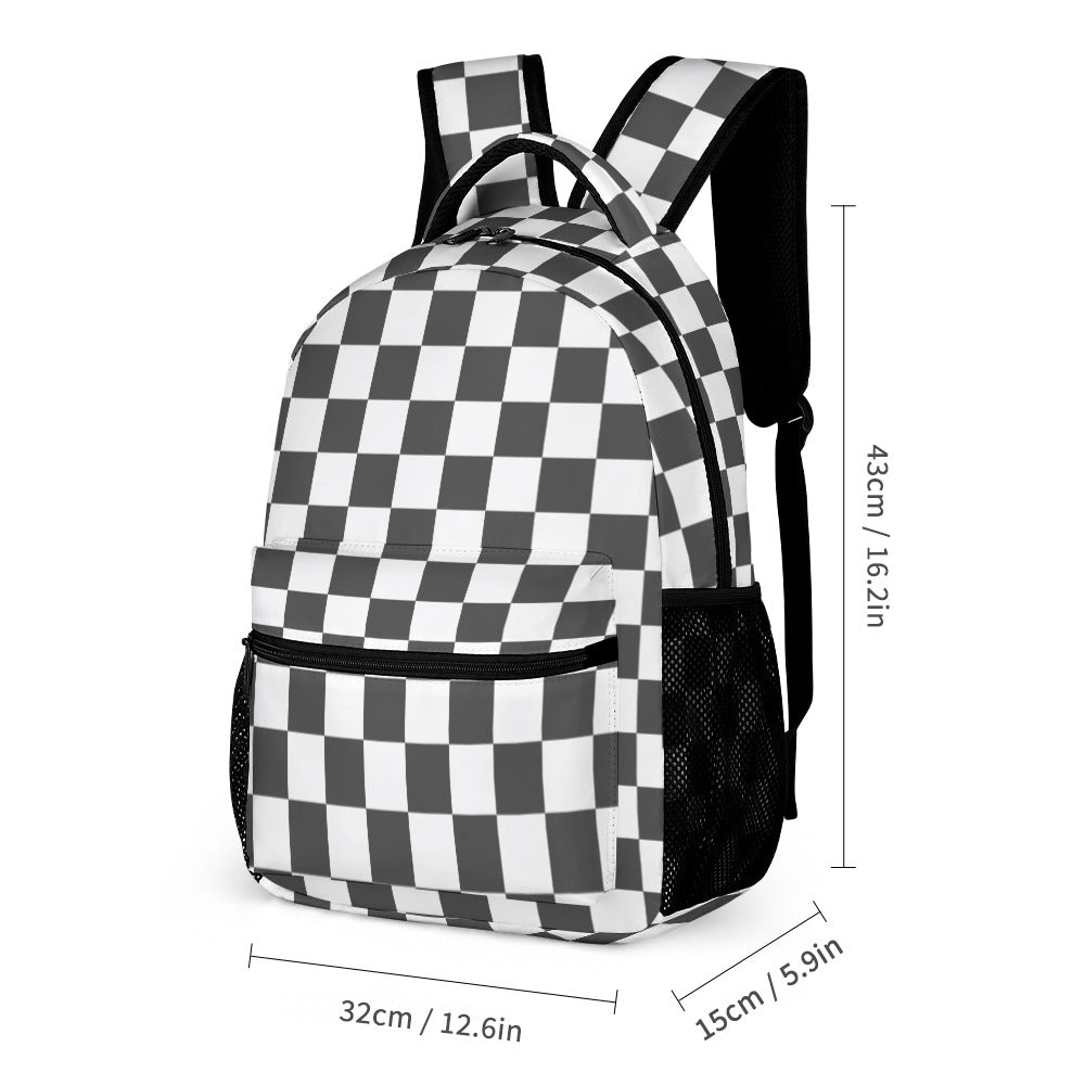 Black and White Three Piece Backpack Bag Set