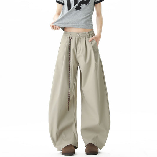 Harajuku Style Solid Color Curved Knife Trousers