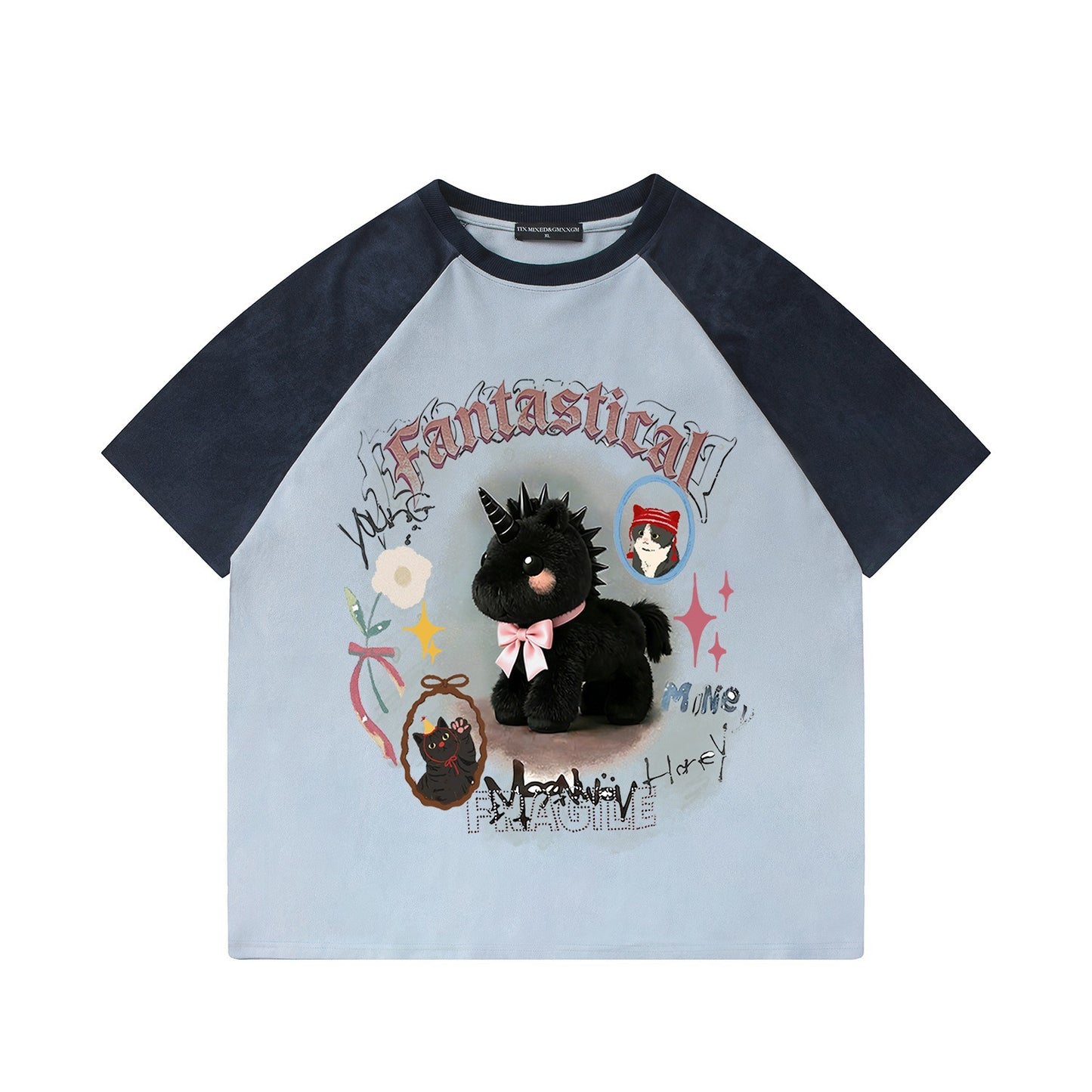 Unicorn Printed Short Sleeved Shirt — Harajuku Style Loose Cotton Blend Tee