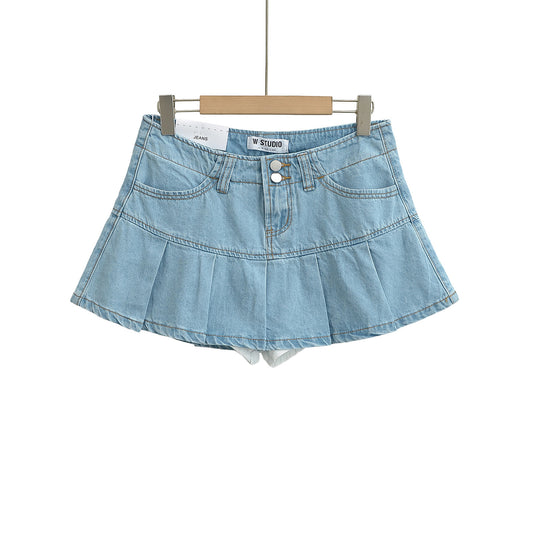High-Waisted Vintage Denim A-Line Mini Skirt