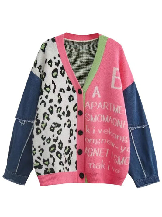 Temperament Leopard Jacquard Cardigan