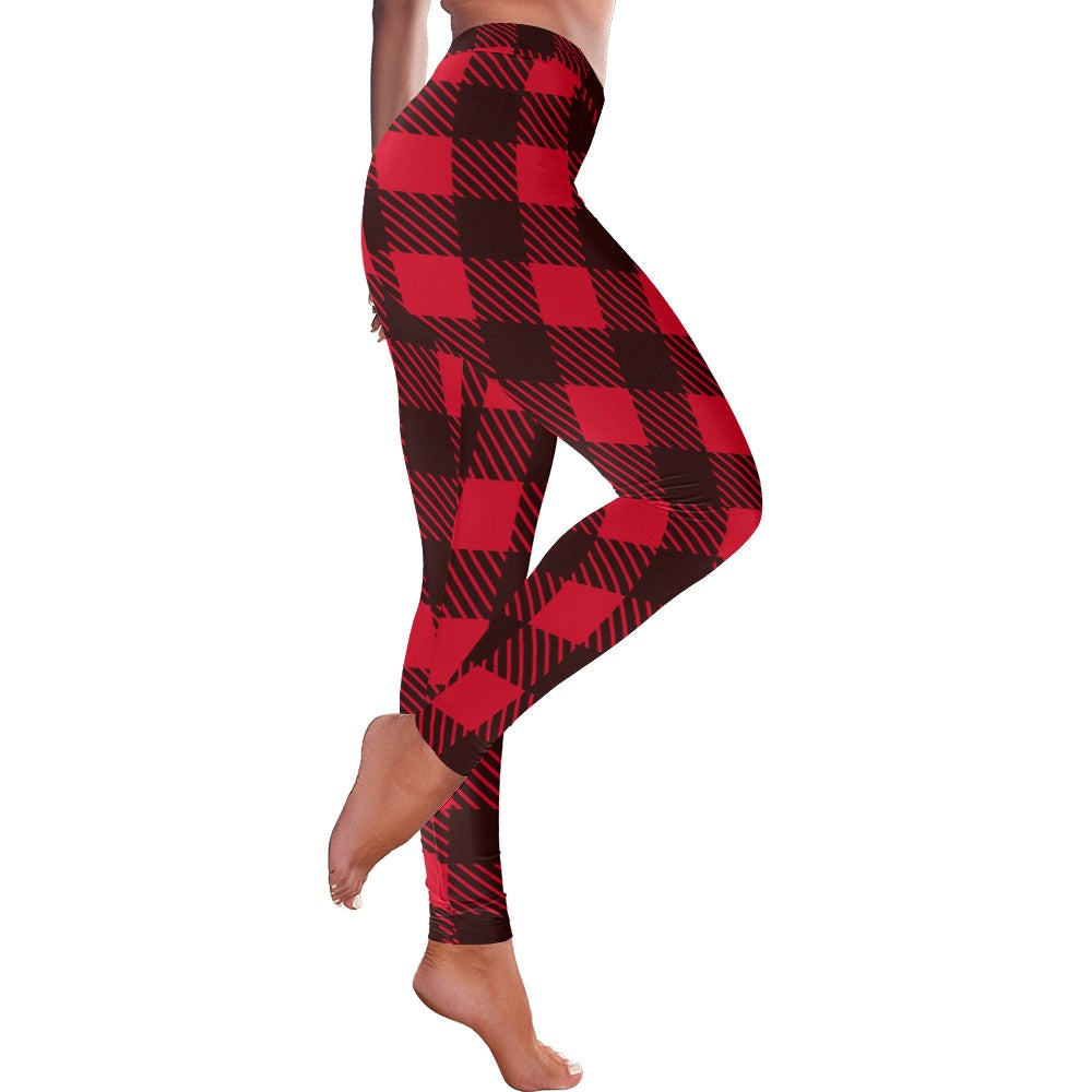 Red/Black Checkered Harajuku Women's All-Over Low Rise Leggings