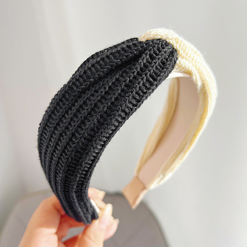 New Wool Knitting Wide Version Cross High Skull Top Face Headband R553