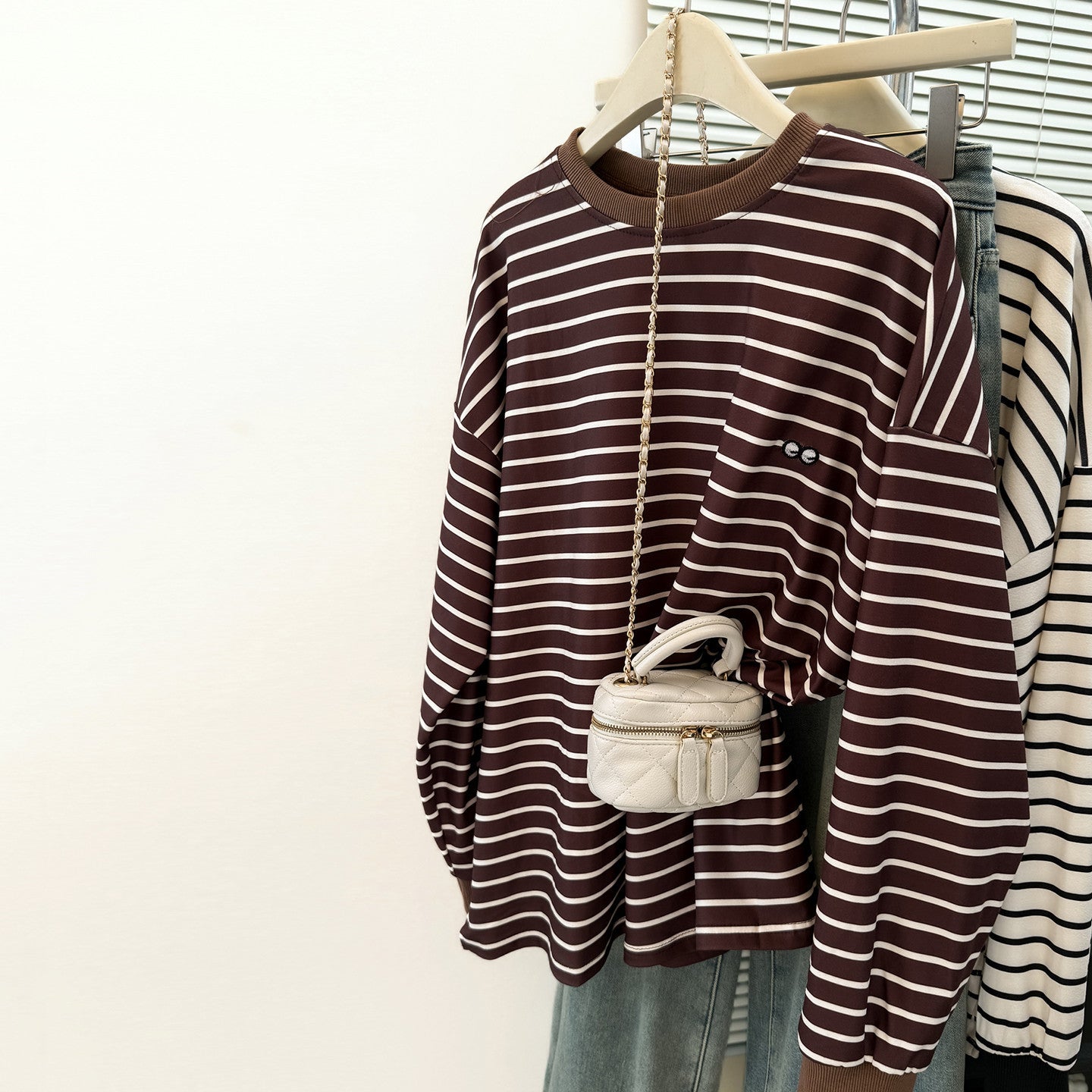 Chic Casual Striped Long Sleeve Warm Loose Fit Top for Women