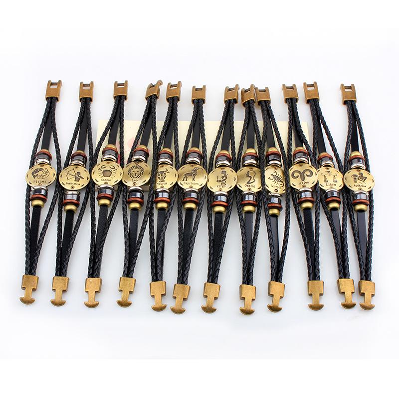 Zodiac Signs Bracelet with Bronze Alloy Buckles