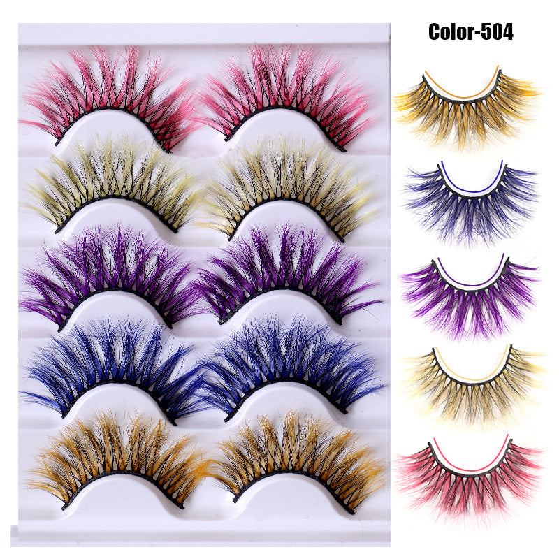 Colorful 8D Fluffy Multi-Layer Mink Eyelashes - 5 Pairs