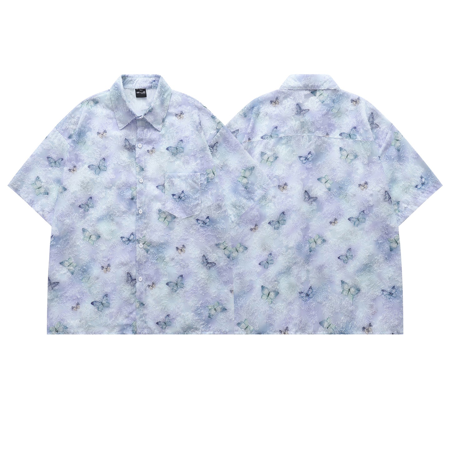 Retro Butterfly Jacquard Short Sleeve Shirt