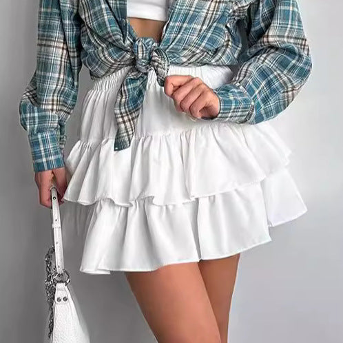 Harajuku-Inspired Double-Layer High-Waisted Pleated Skirt