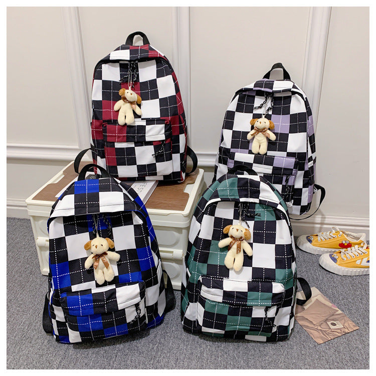 Harajuku Style Plaid Schoolbag - Retro Large Capacity Backpack