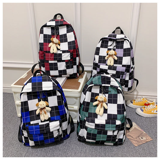 Harajuku Style Plaid Schoolbag - Retro Large Capacity Backpack