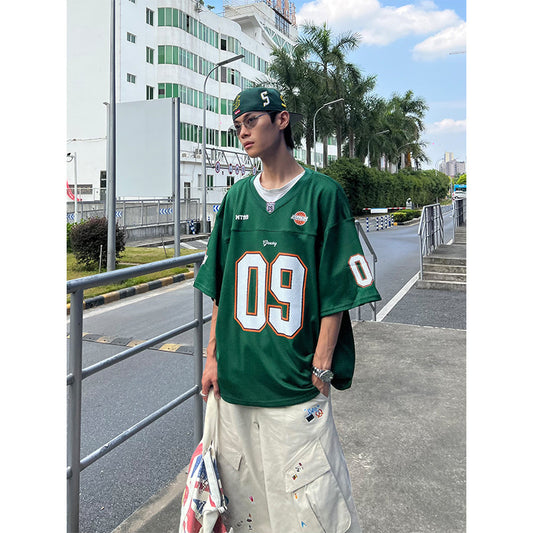 Harajuku V-Neck Digital Print Baseball Jersey