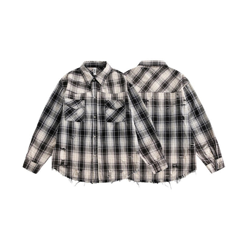 Gradient Plaid Harajuku Style Shirt for Men & Women