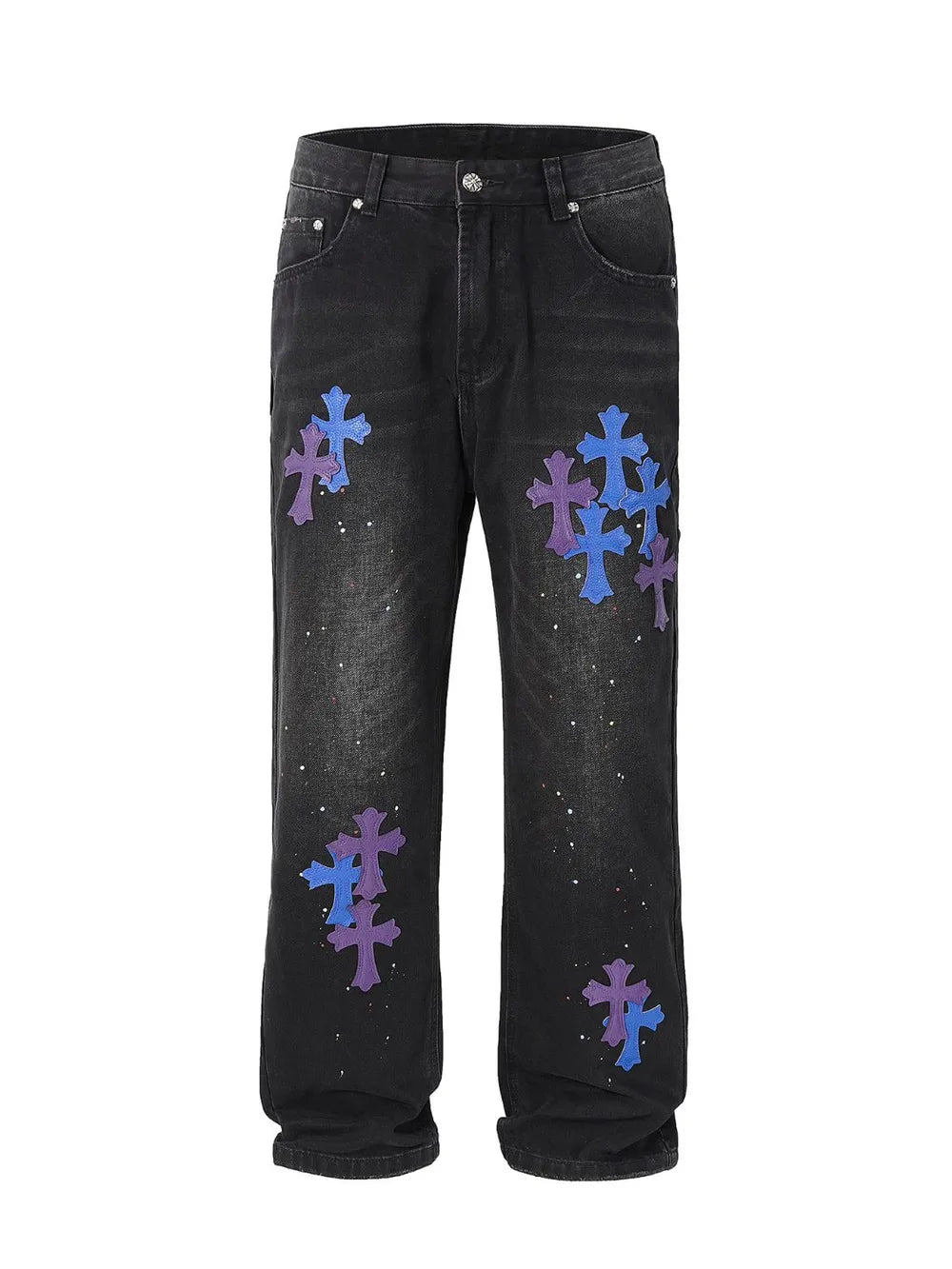 Men's Harajuku Style Cross Wide Straight Jeans