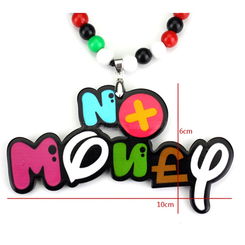NO MONEY Colorful JDM Badge & Beads Pendant