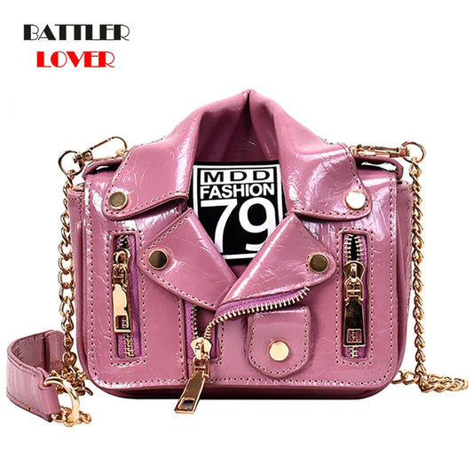 Harajuku Style Motorcycle Bag with Rivets & Zipper