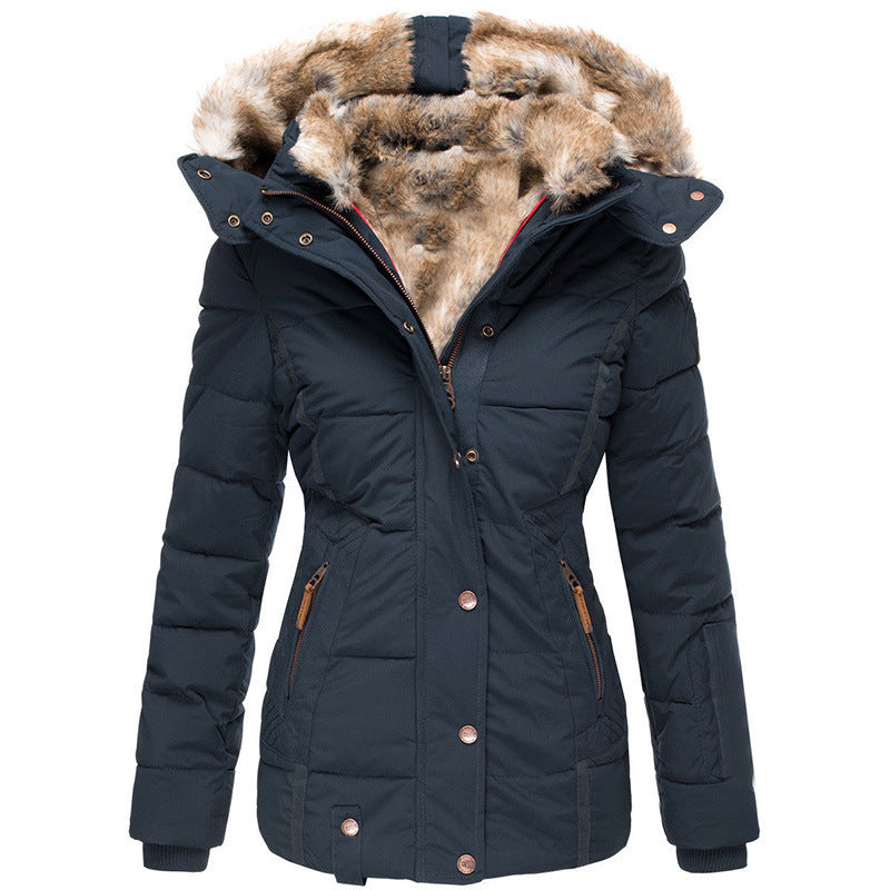 Zipper Long Sleeve Slim Fit Cotton Hooded Jacket