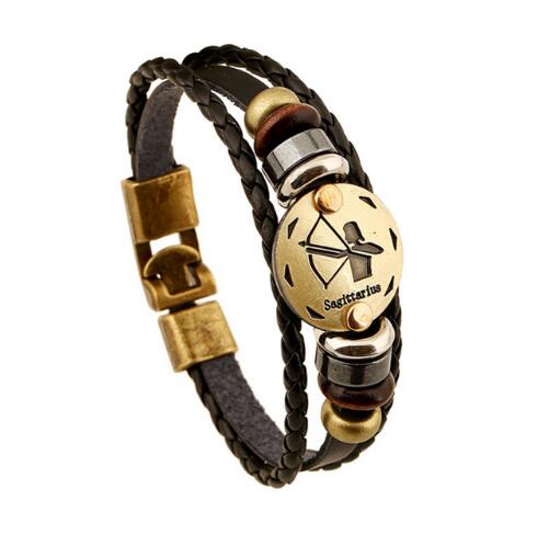 Zodiac Signs Bracelet with Bronze Alloy Buckles