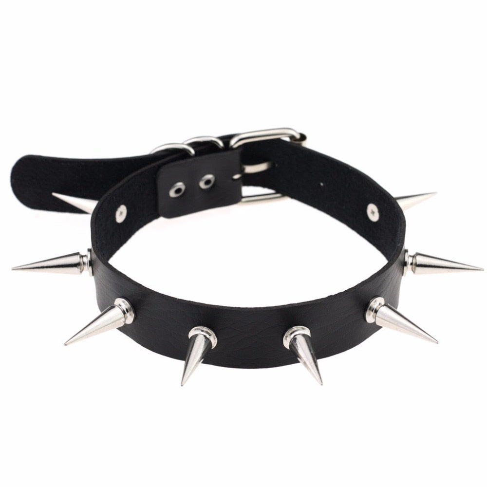 Gothic Black Spike Choker Belt for Women