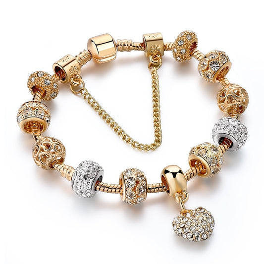 Trendy Gold Heart Charm Bracelets for Women