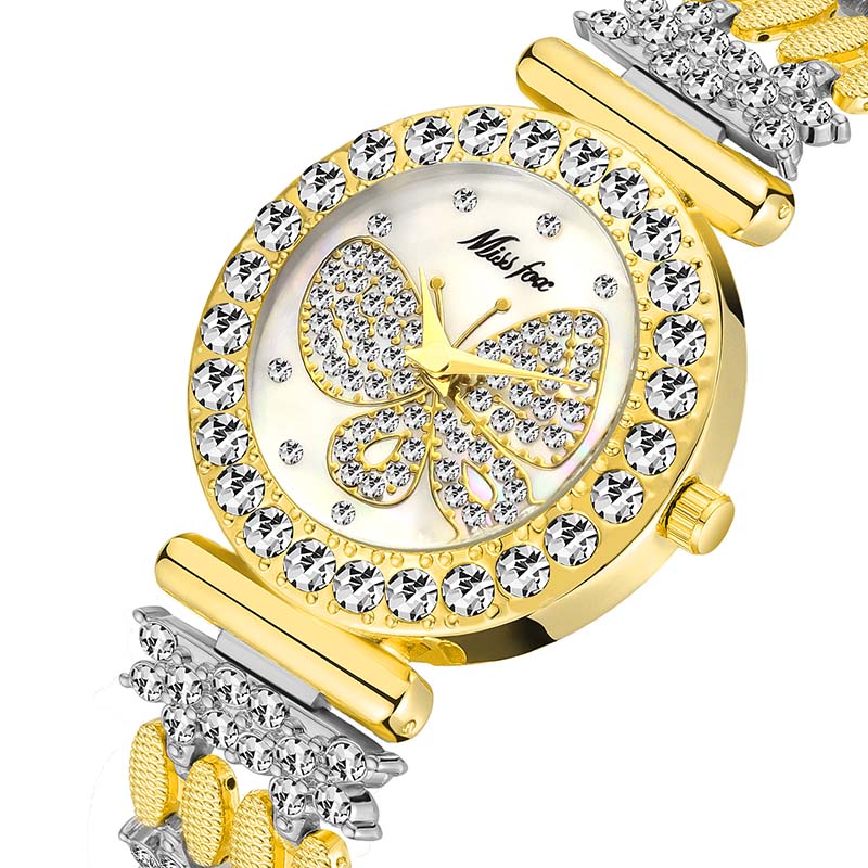Luxury 18K Gold Butterfly Women Watch with Diamonds