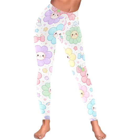 Harajuku Floral Pattern Pastel Women's All-Over Low Rise Leggings
