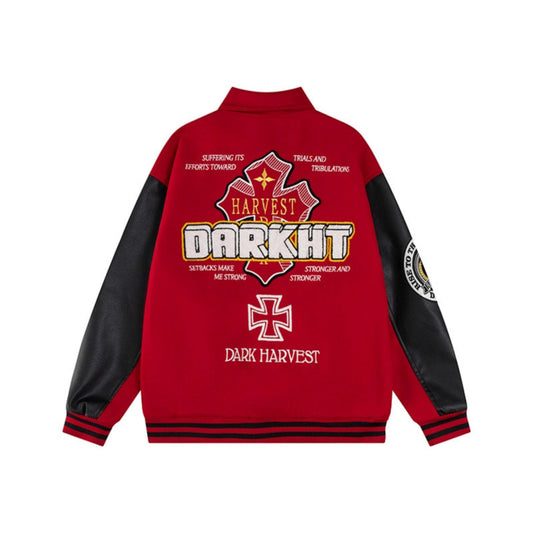 Varsity Jacket Casual Leather Sleeve Outerwear Couple Style