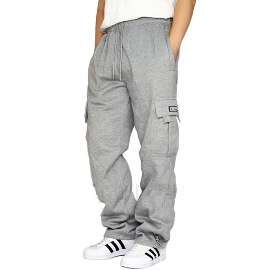 Harajuku Style Casual Pants with Plush Cuffs and Pockets