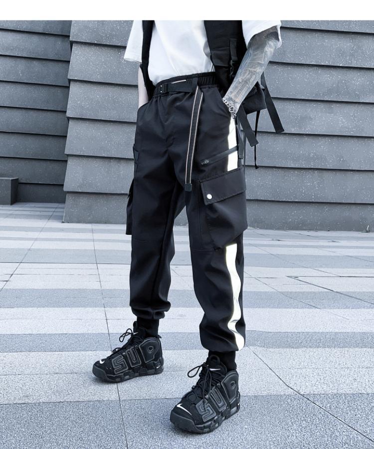 Harajuku Style Reflective Strip Overalls for Men