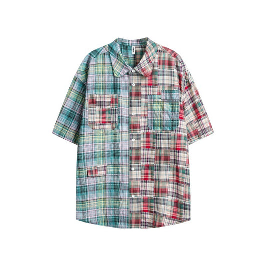 Harajuku Plaid Shirt - Unisex Loose Fit Short Sleeve