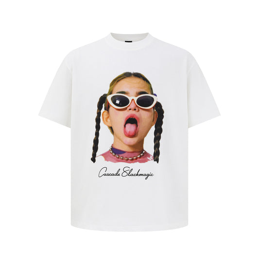 Retro Funny Girl Letter Print T-Shirt