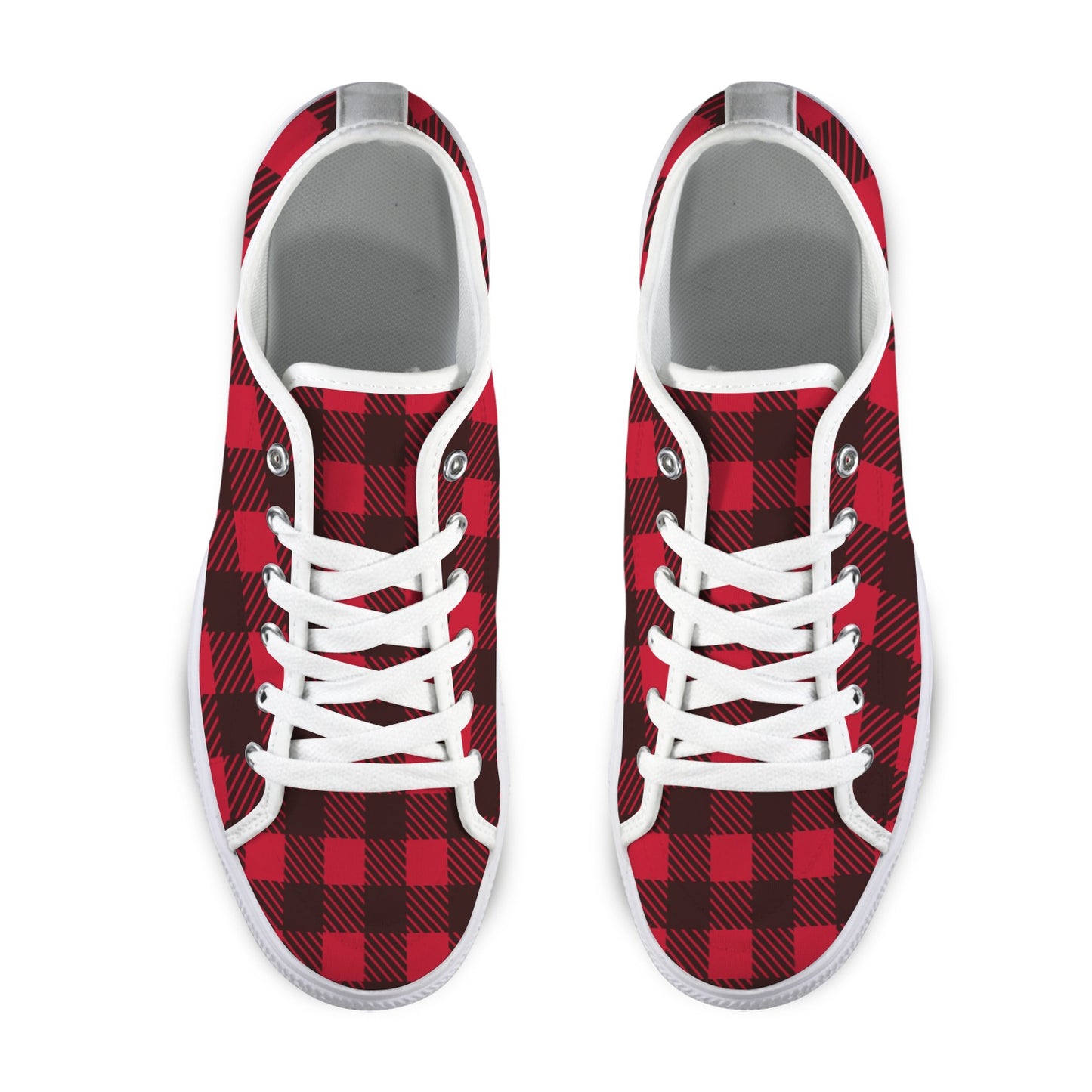 Red and Black Checkerboard Lumberjack Low Top Women's Shoes