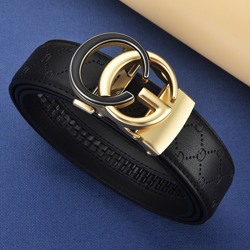 Men's Harajuku Style Genuine Leather Automatic Buckle Belt