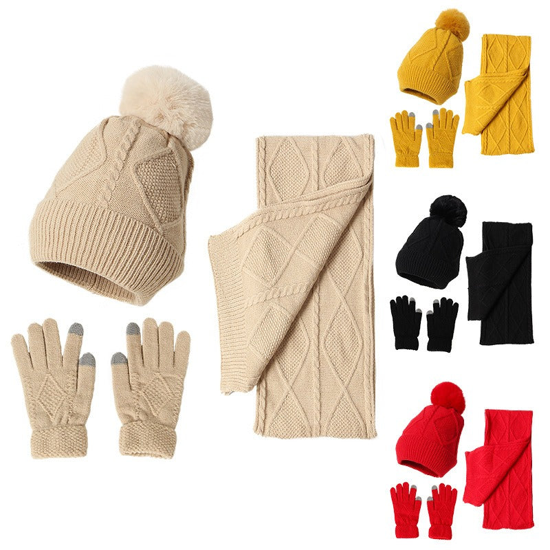 Woolen Hat, Scarf & Glove Set - Harajuku Winter Style