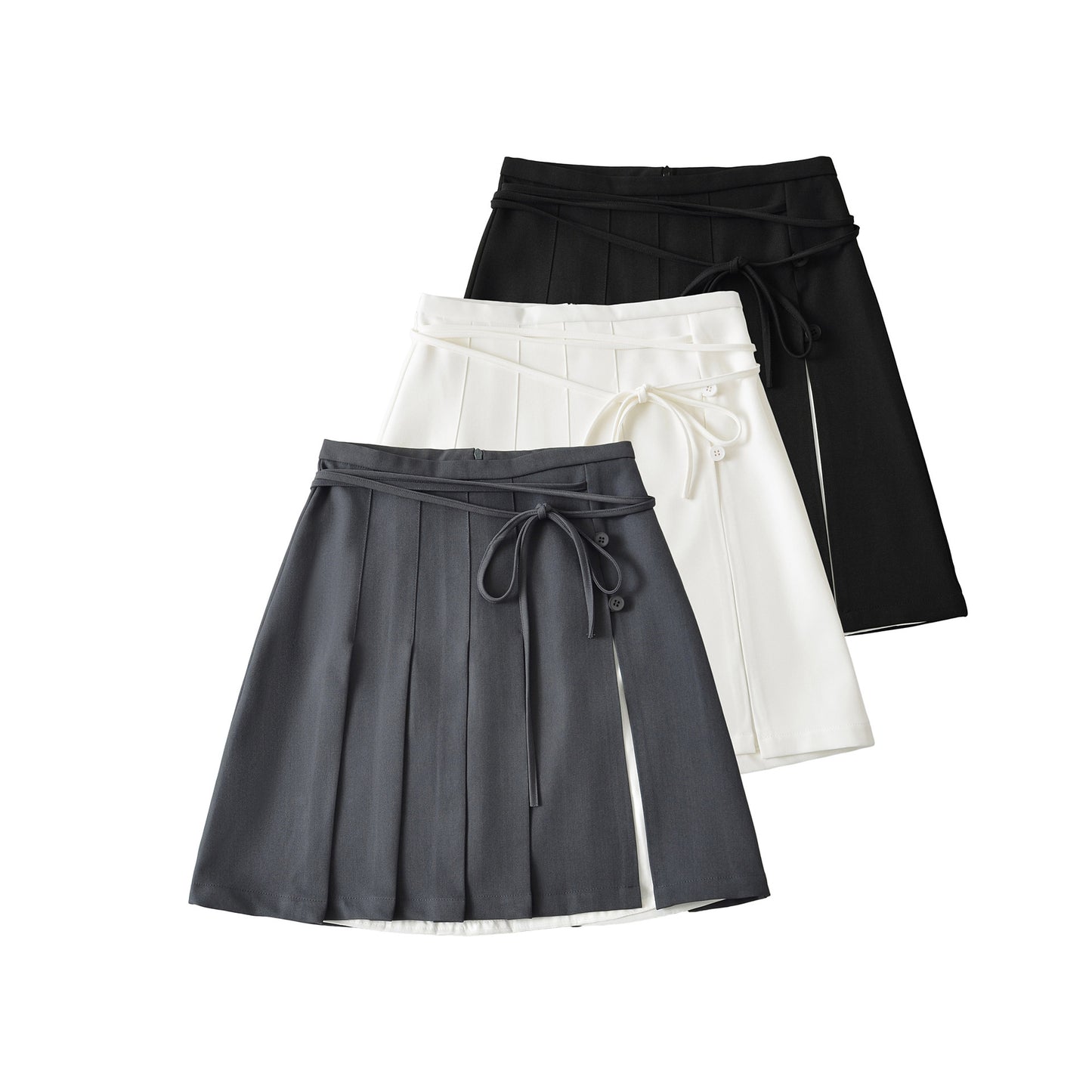 Color Block Patchwork Skirt Suit with Side Split Straps and High Waisted Design