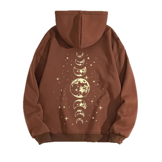 Half Moon and Full Moon Pattern Hoodie