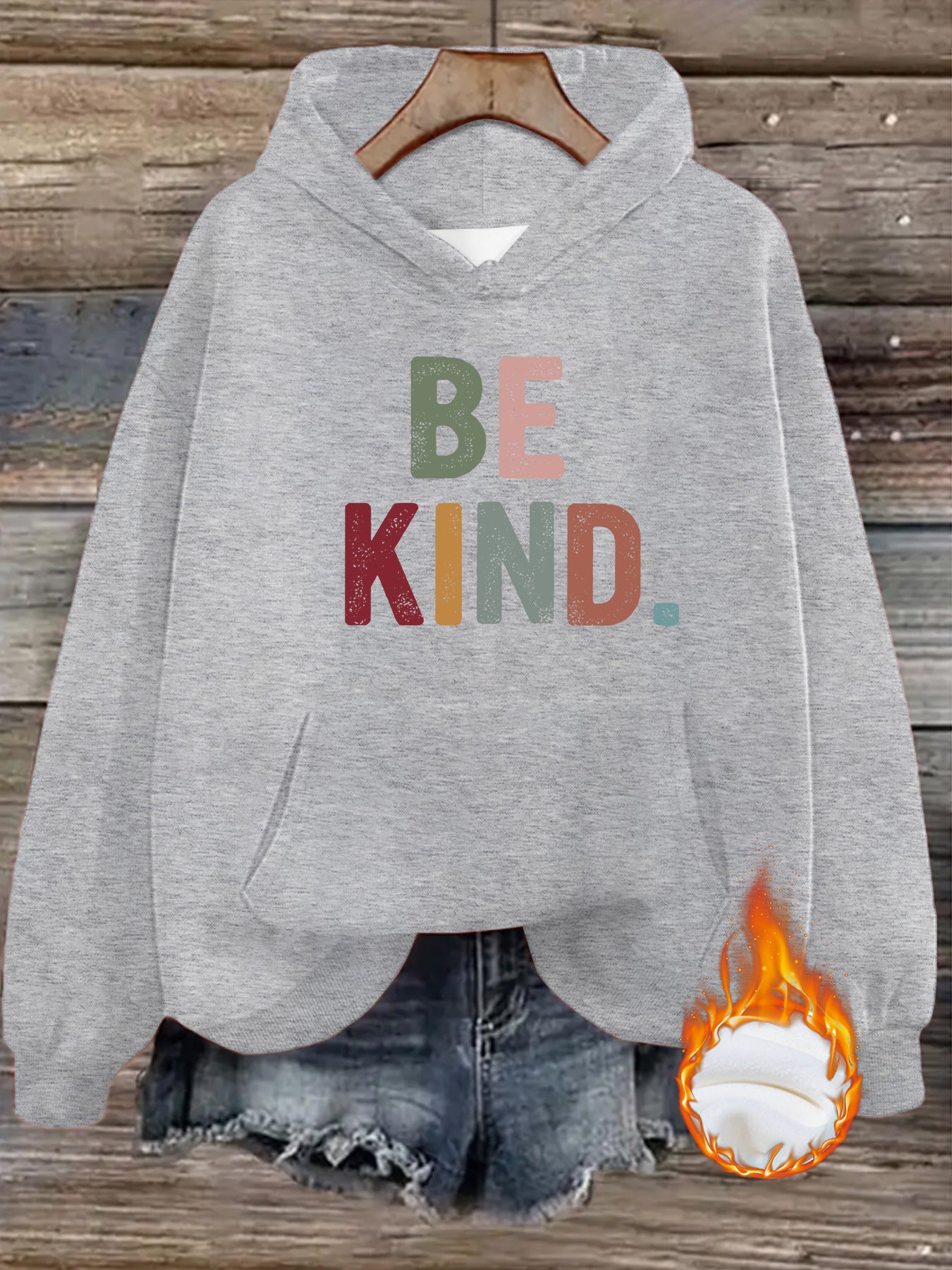 Hooded Long Sleeve Fleece Hoodie with Kangaroo Pocket