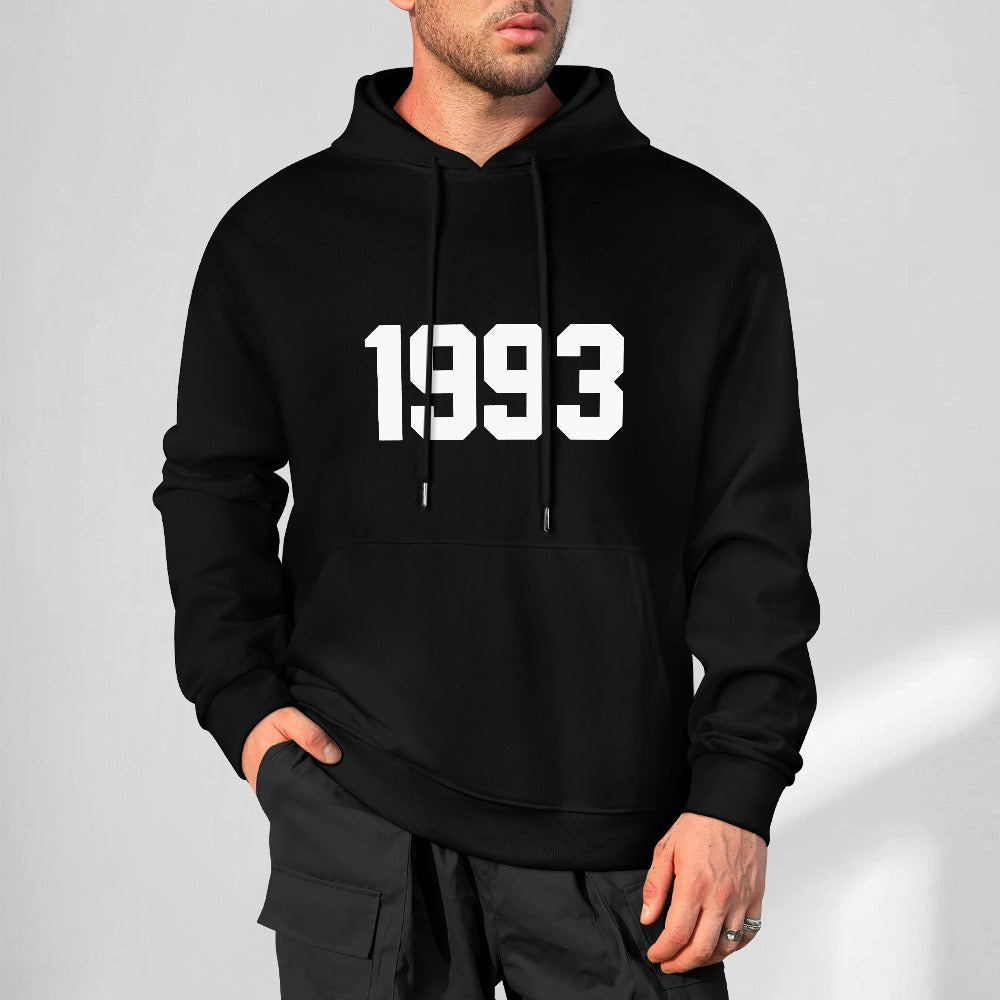 1993 Year Logo Pure Cotton Hoodie - Black
